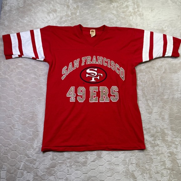 VTG San Francisco 49ers Shirt Mens Large Red 80s NFL Logo 7 Single Stitch - Picture 1 of 9